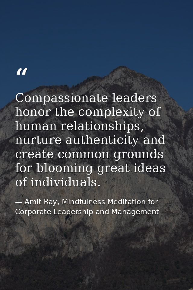 Compassionate leaders honor the complexity of human relationships, nurture authenticity and create common grounds for bl — Amit Ray, Mindfulness Meditation for Corporate Leadership and Management