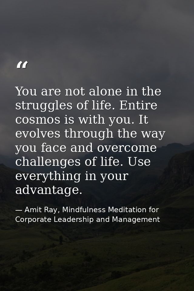 You are not alone in the struggles of life. Entire cosmos is with you. It evolves through the way you face and overcome  — Amit Ray, Mindfulness Meditation for Corporate Leadership and Management