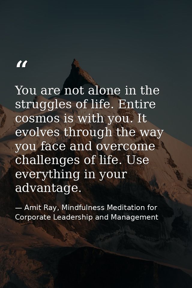 You are not alone in the struggles of life. Entire cosmos is with you. It evolves through the way you face and overcome  — Amit Ray, Mindfulness Meditation for Corporate Leadership and Management