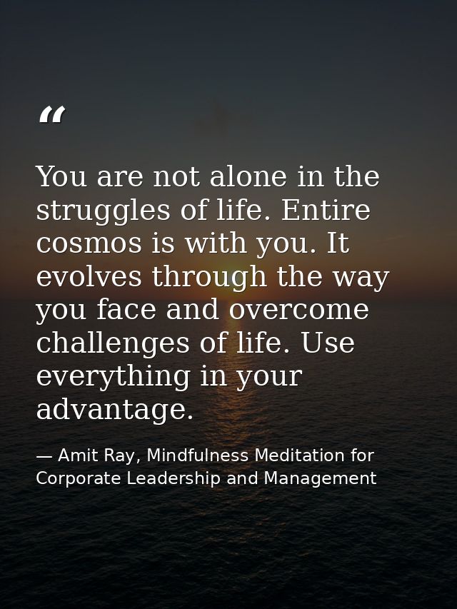 You are not alone in the struggles of life. Entire cosmos is with you. It evolves through the way you face and overcome  — Amit Ray, Mindfulness Meditation for Corporate Leadership and Management