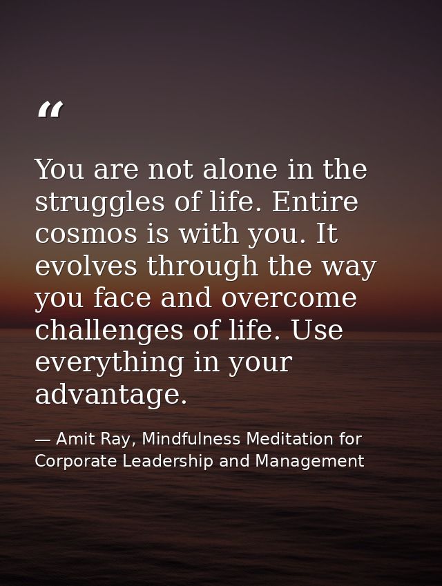 You are not alone in the struggles of life. Entire cosmos is with you. It evolves through the way you face and overcome  — Amit Ray, Mindfulness Meditation for Corporate Leadership and Management