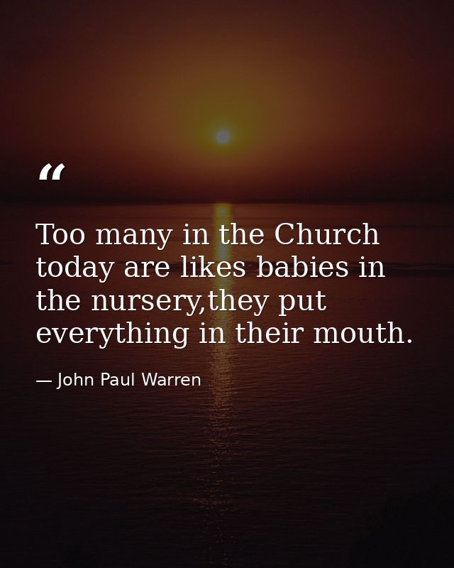 Too many in the Church today are likes babies in the nursery,they put everything in their mouth. — John Paul Warren
