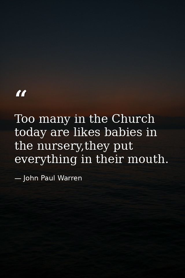 Too many in the Church today are likes babies in the nursery,they put everything in their mouth. — John Paul Warren