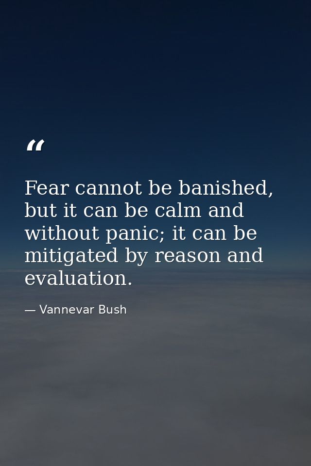 Fear cannot be banished, but it can be calm and without panic; it can be mitigated by reason and evaluation. — Vannevar Bush