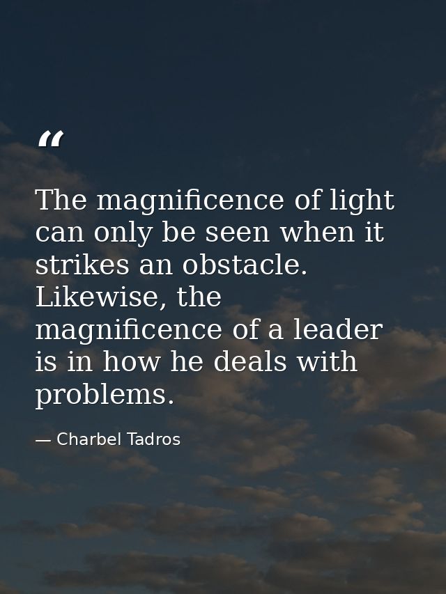 The magnificence of light can only be seen when it strikes an obstacle. Likewise, the magnificence of a leader is in how — Charbel Tadros