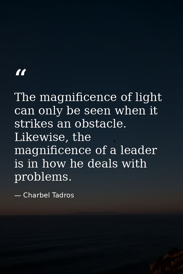 The magnificence of light can only be seen when it strikes an obstacle. Likewise, the magnificence of a leader is in how — Charbel Tadros