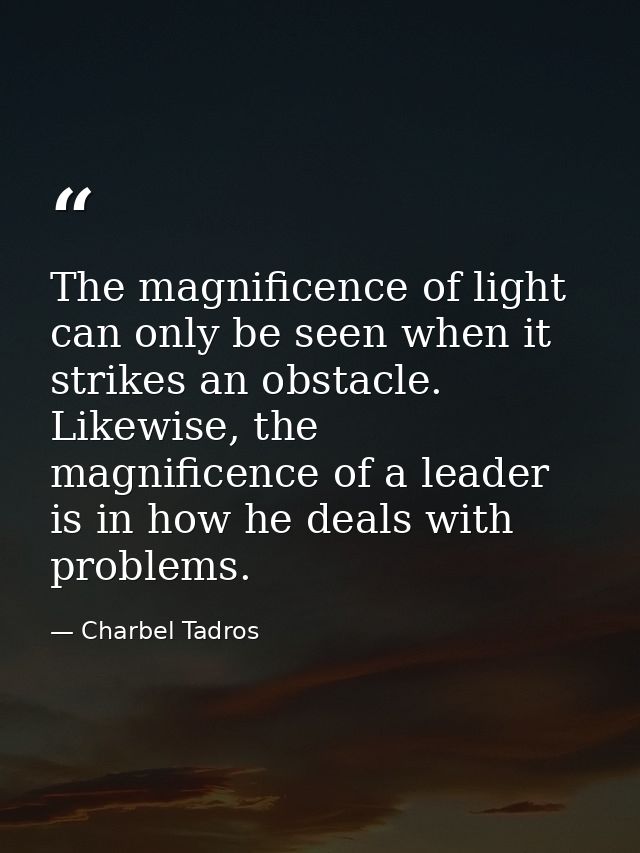 The magnificence of light can only be seen when it strikes an obstacle. Likewise, the magnificence of a leader is in how — Charbel Tadros