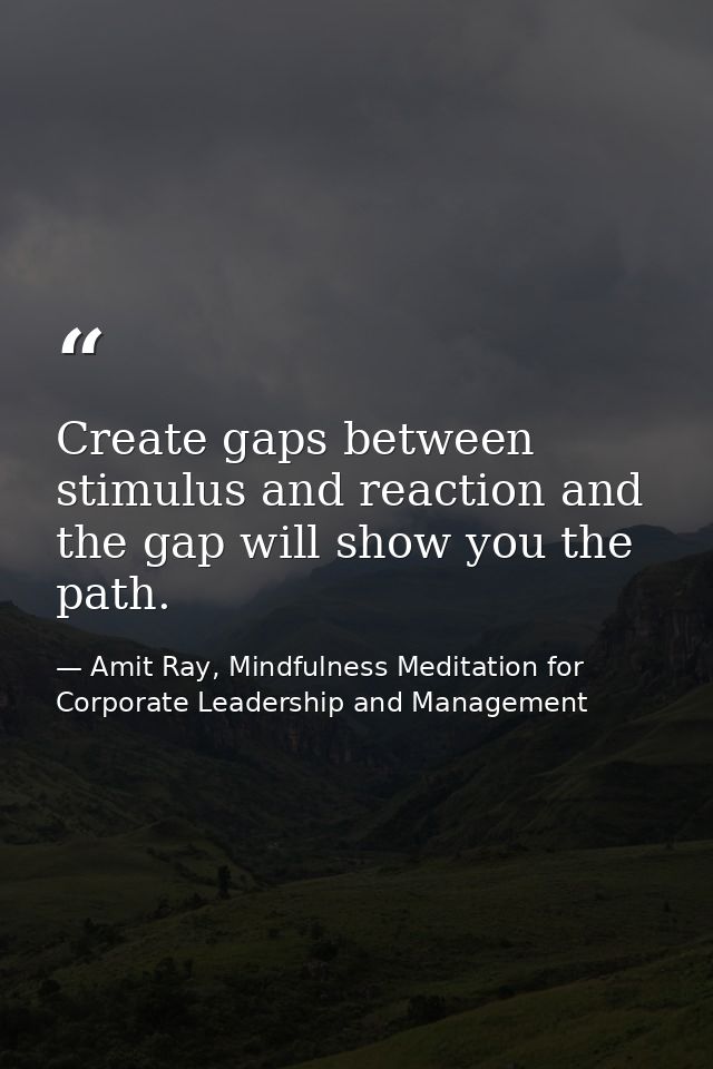Create gaps between stimulus and reaction and the gap will show you the path. — Amit Ray, Mindfulness Meditation for Corporate Leadership and Management