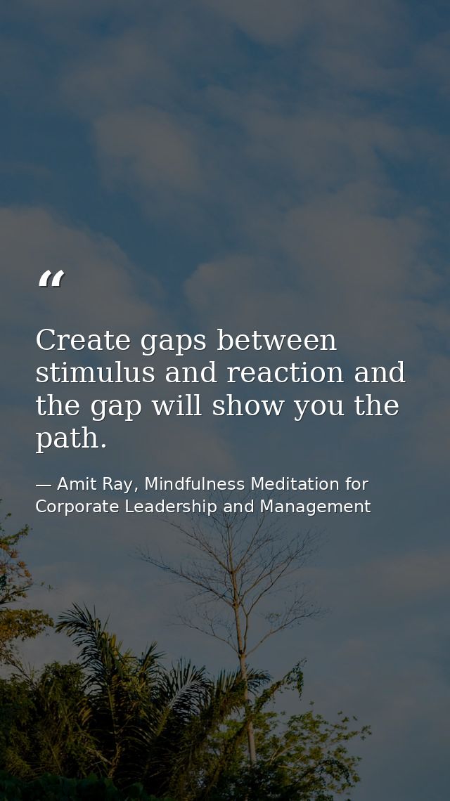 Create gaps between stimulus and reaction and the gap will show you the path. — Amit Ray, Mindfulness Meditation for Corporate Leadership and Management