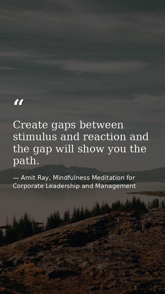 Create gaps between stimulus and reaction and the gap will show you the path. — Amit Ray, Mindfulness Meditation for Corporate Leadership and Management