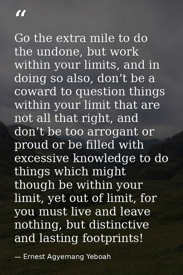 Go the extra mile to do the undone, but work within your limits, and in doing so also, don’t be a coward to question thi — Ernest Agyemang Yeboah
