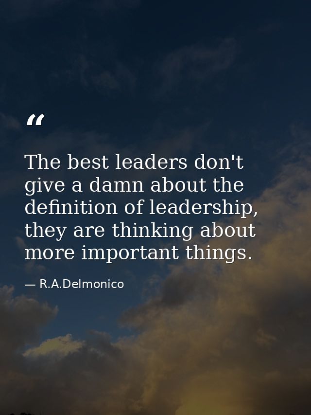 The best leaders don't give a damn about the definition of leadership, they are thinking about more important things. — R.A.Delmonico