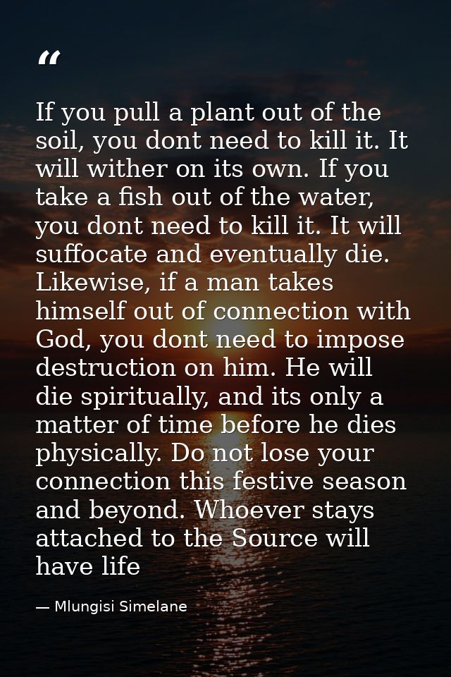 If you pull a plant out of the soil, you dont need to kill it. It will wither on its own. If you take a fish out of the  — Mlungisi Simelane