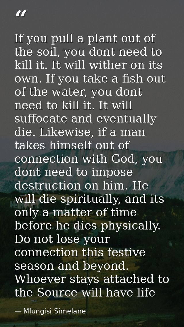 If you pull a plant out of the soil, you dont need to kill it. It will wither on its own. If you take a fish out of the  — Mlungisi Simelane