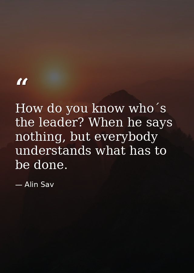 How do you know who´s the leader? When he says nothing, but everybody understands what has to be done. — Alin Sav