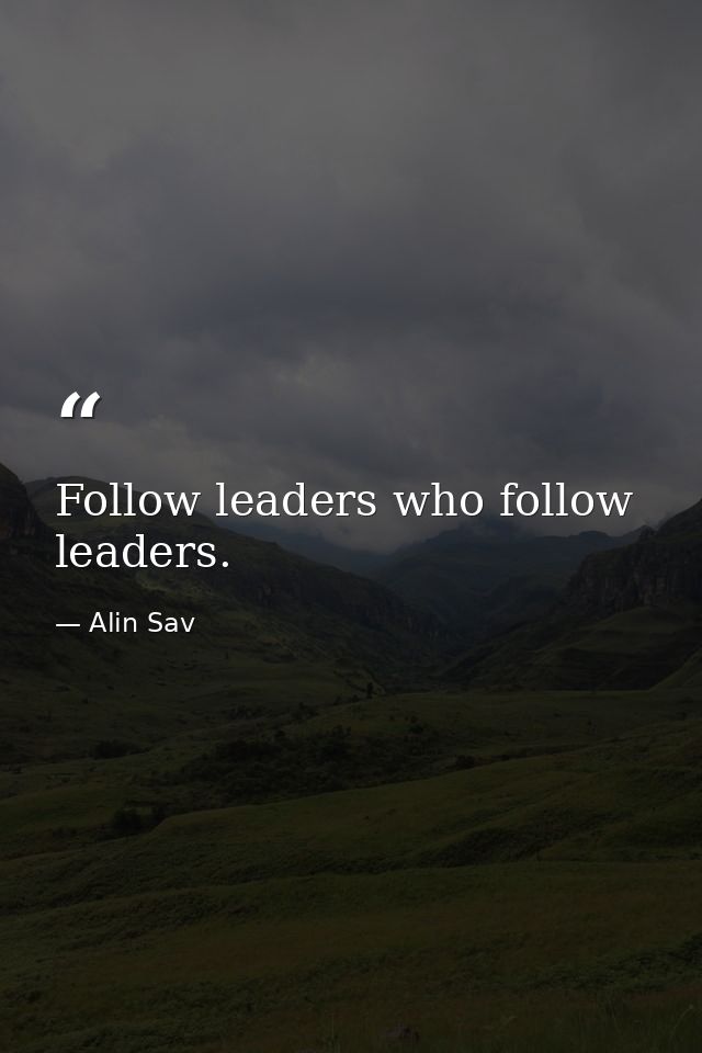 Follow leaders who follow leaders. — Alin Sav