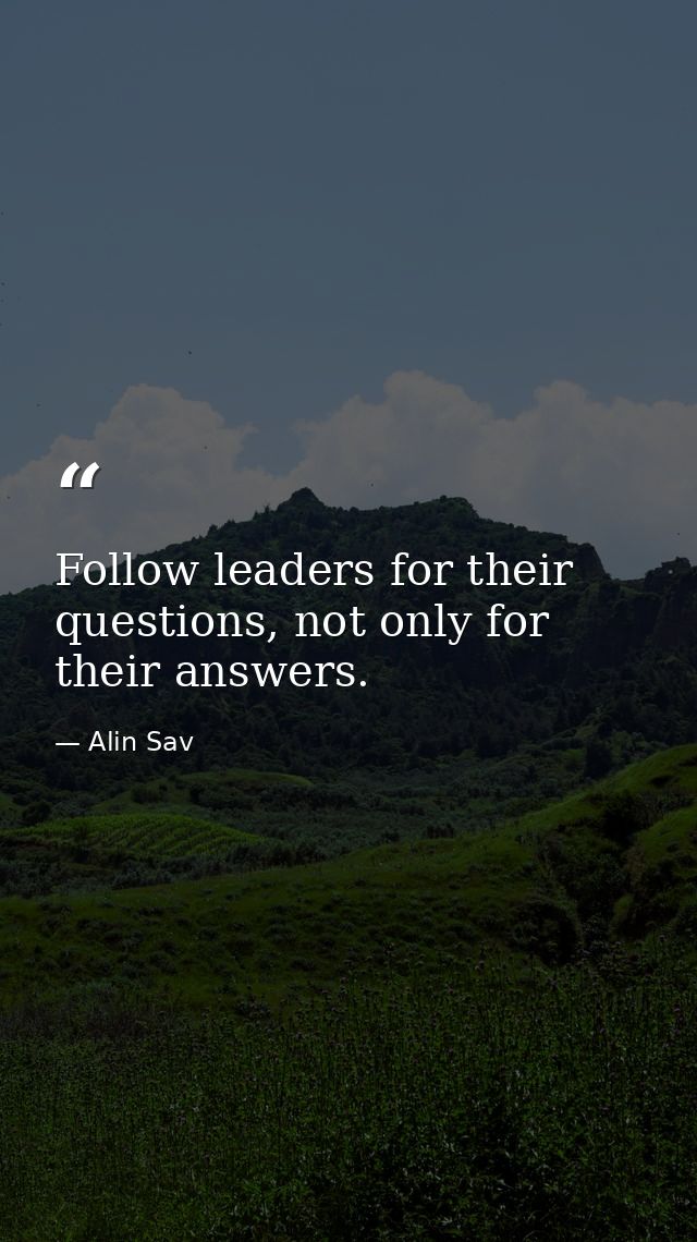 Follow leaders for their questions, not only for their answers. — Alin Sav