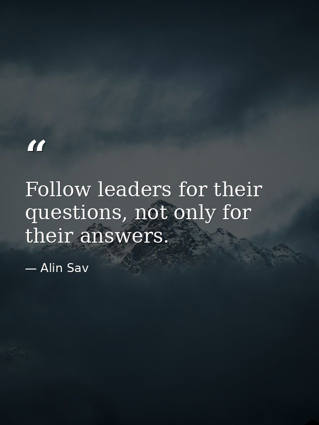 Follow leaders for their questions, not only for their answers. — Alin Sav