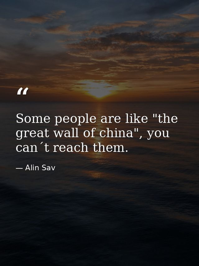 Some people are like "the great wall of china", you can´t reach them. — Alin Sav