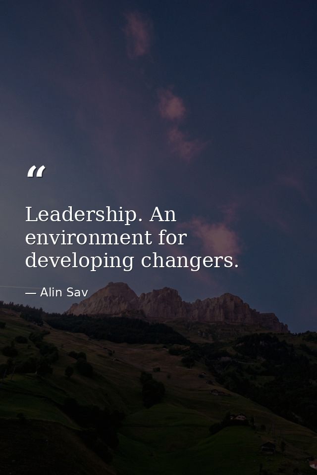 Leadership. An environment for developing changers. — Alin Sav