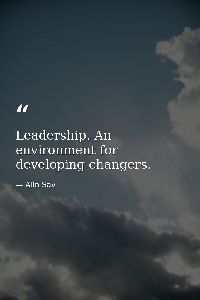 Leadership. An environment for developing changers. — Alin Sav
