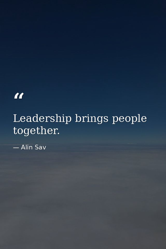 Leadership brings people together. — Alin Sav