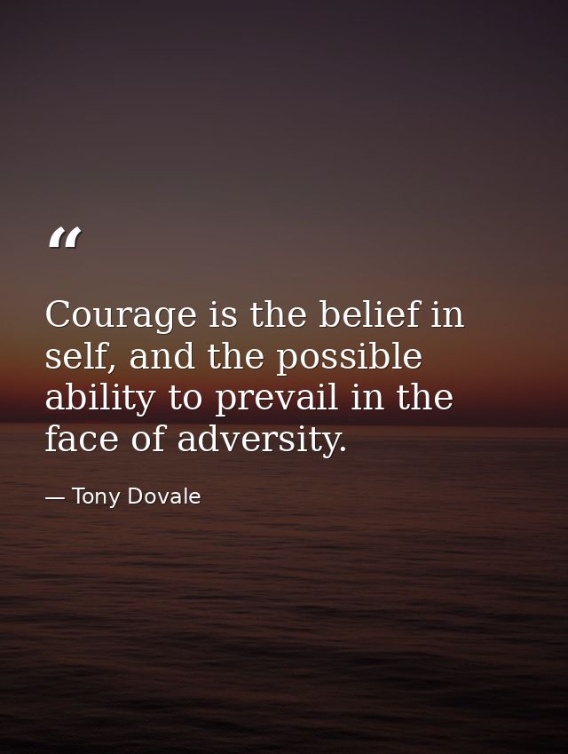 Courage is the belief in self, and the possible ability to prevail in the face of adversity. — Tony Dovale