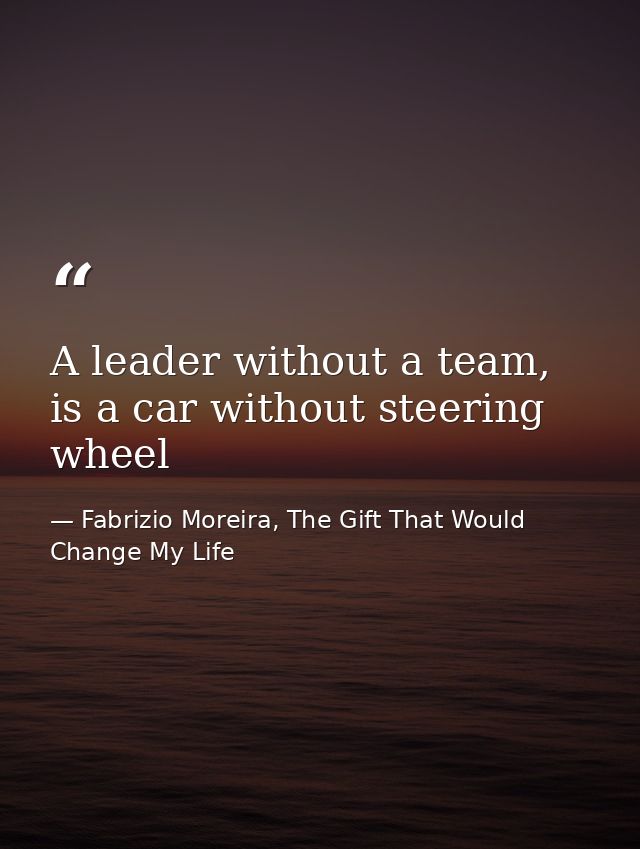 A leader without a team, is a car without steering wheel — Fabrizio Moreira, The Gift That Would Change My Life