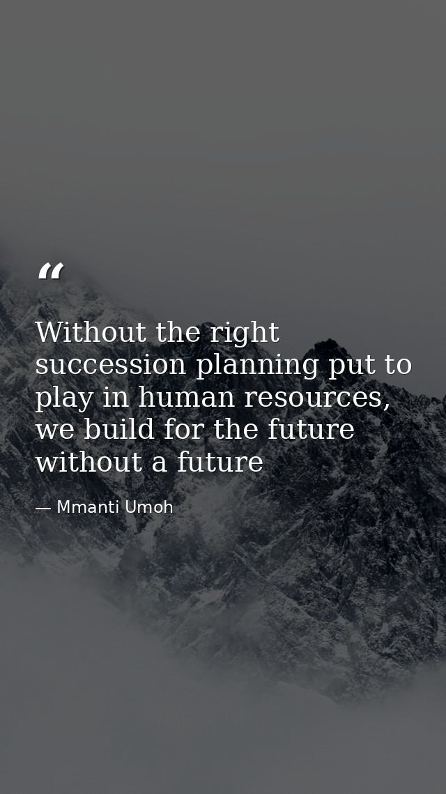 Without the right succession planning put to play in human resources, we build for the future without a future — Mmanti Umoh