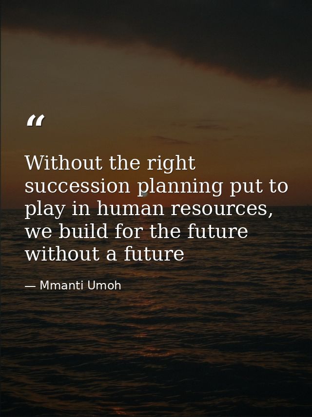 Without the right succession planning put to play in human resources, we build for the future without a future — Mmanti Umoh
