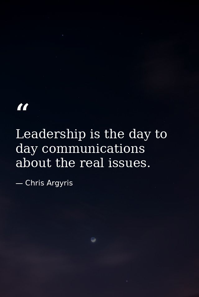 Leadership is the day to day communications about the real issues. — Chris Argyris