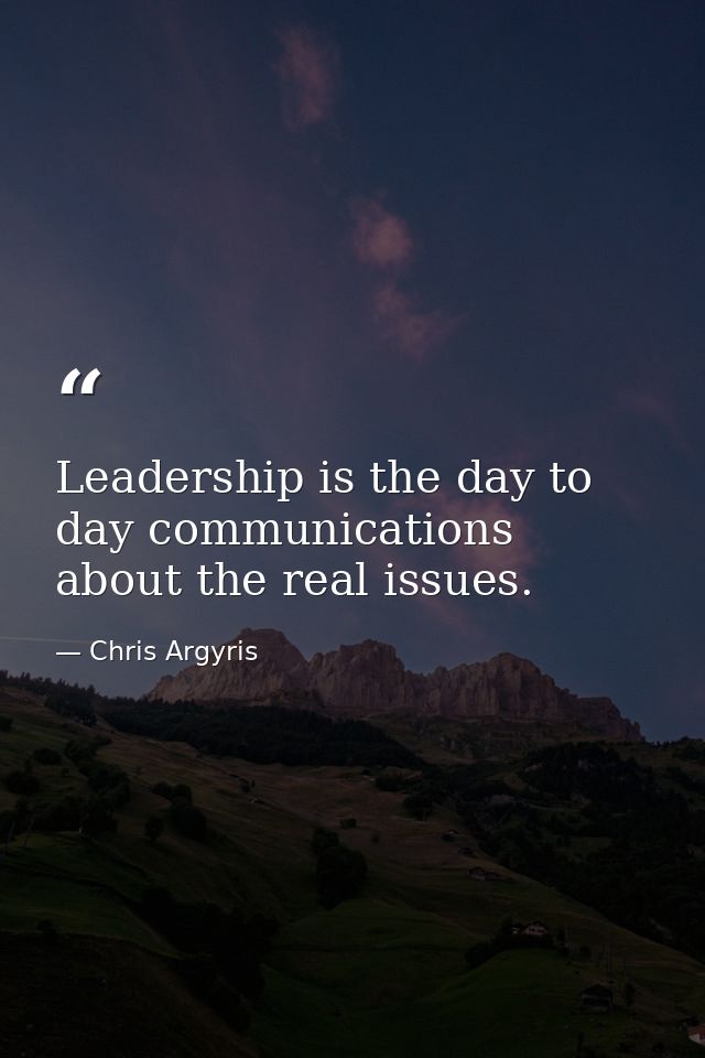 Leadership is the day to day communications about the real issues. — Chris Argyris
