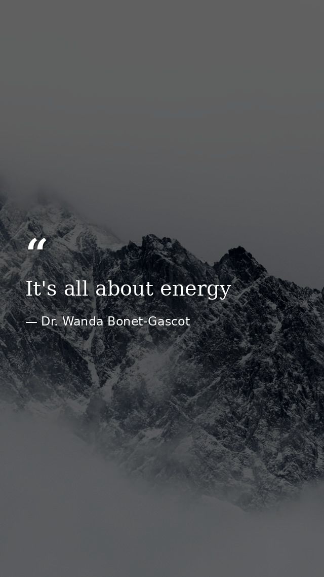 It's all about energy — Dr. Wanda Bonet-Gascot