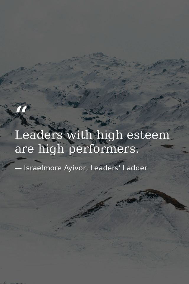Leaders with high esteem are high performers. — Israelmore Ayivor, Leaders' Ladder
