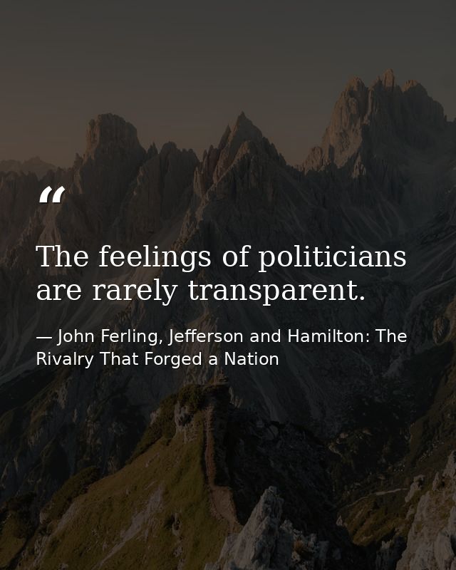 The feelings of politicians are rarely transparent. — John Ferling, Jefferson and Hamilton: The Rivalry That Forged a Nation