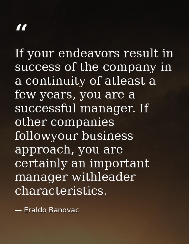 If your endeavors result in success of the company in a continuity of atleast a few years, you are a successful manager. — Eraldo Banovac