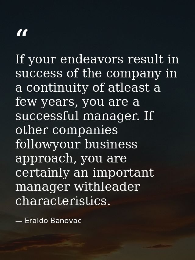 If your endeavors result in success of the company in a continuity of atleast a few years, you are a successful manager. — Eraldo Banovac