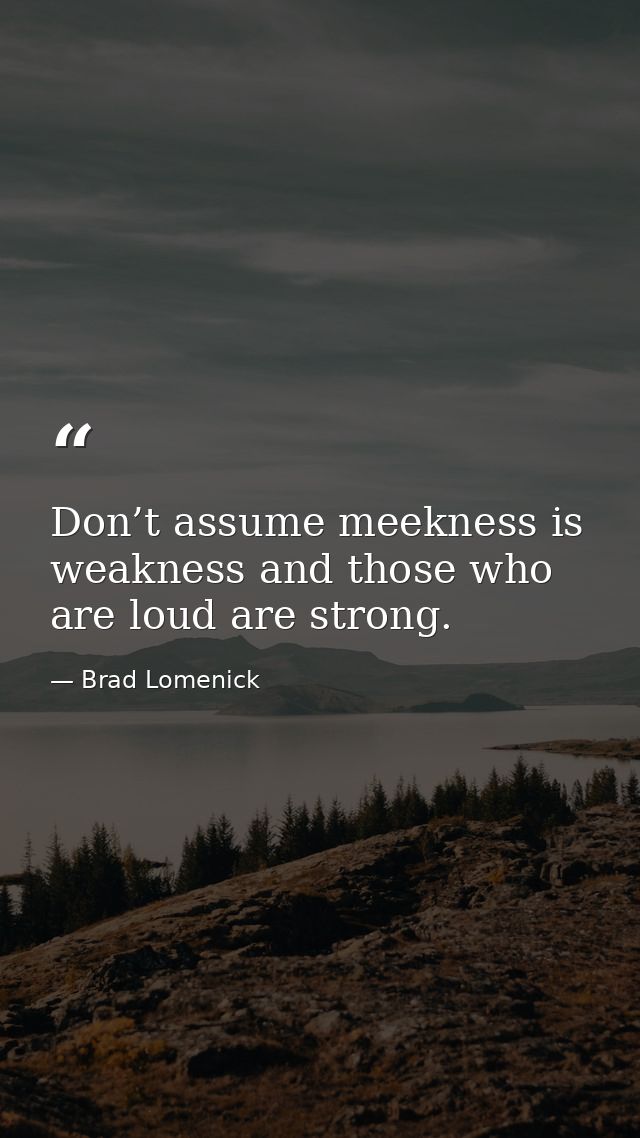 Don’t assume meekness is weakness and those who are loud are strong. — Brad Lomenick