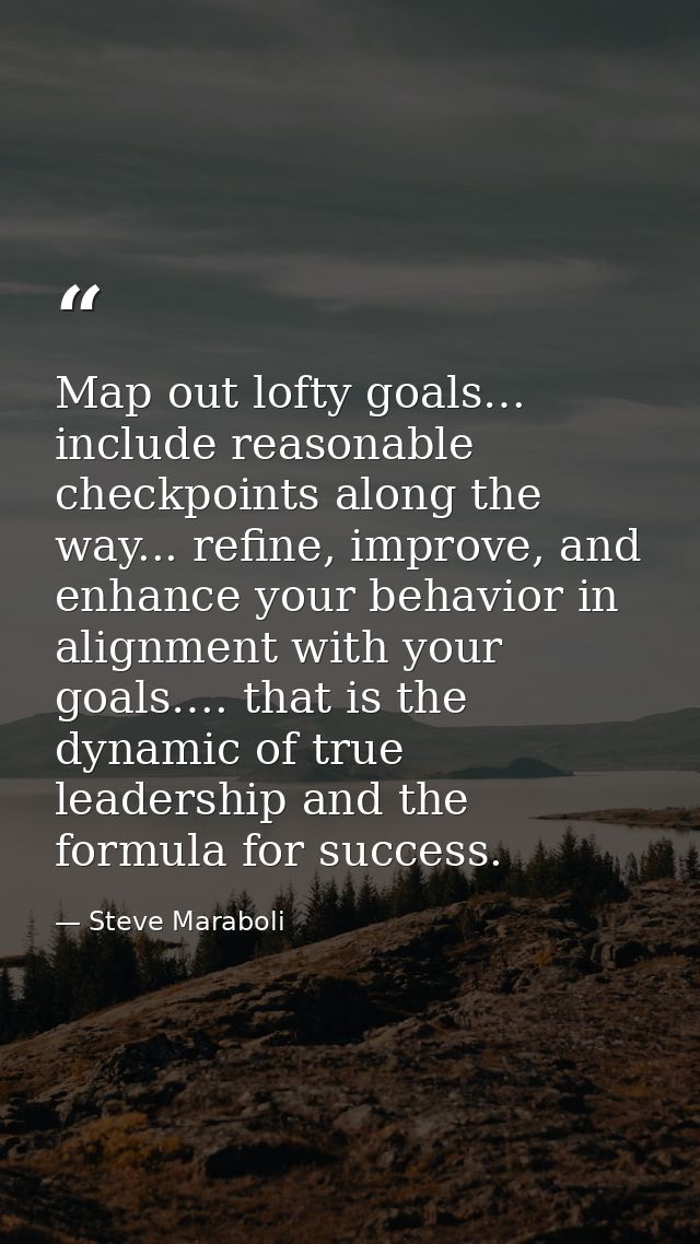Map out lofty goals… include reasonable checkpoints along the way... refine, improve, and enhance your behavior in align — Steve Maraboli
