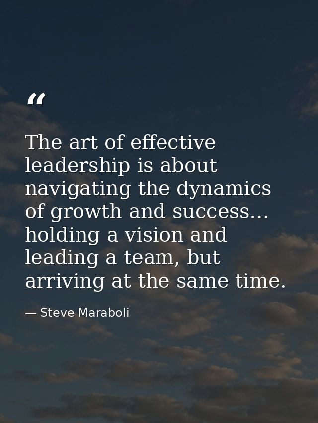 The art of effective leadership is about navigating the dynamics of growth and success… holding a vision and leading a t — Steve Maraboli