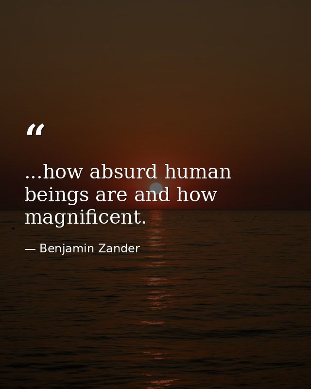...how absurd human beings are and how magnificent. — Benjamin Zander