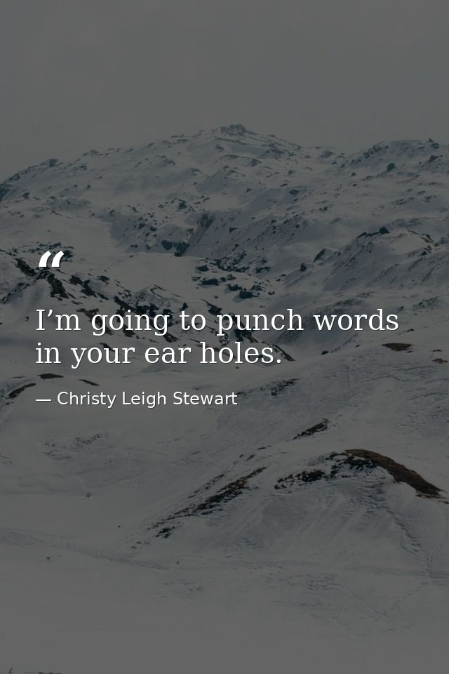 I’m going to punch words in your ear holes. — Christy Leigh Stewart