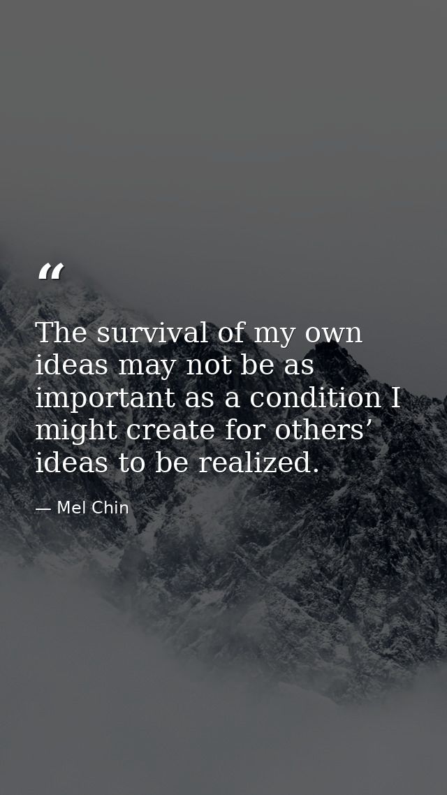The survival of my own ideas may not be as important as a condition I might create for others’ ideas to be realized. — Mel Chin