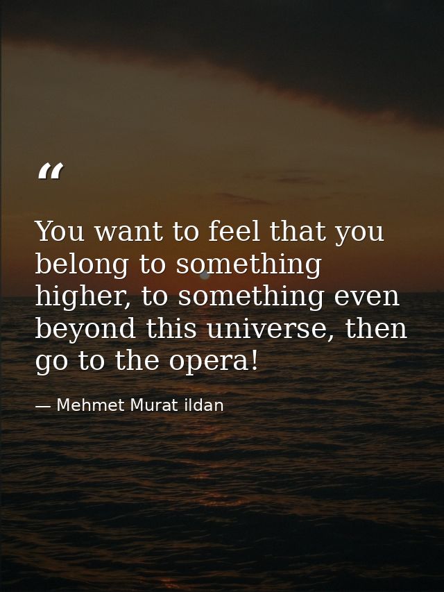 You want to feel that you belong to something higher, to something even beyond this universe, then go to the opera! — Mehmet Murat ildan