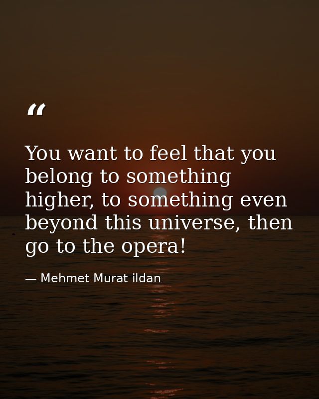 You want to feel that you belong to something higher, to something even beyond this universe, then go to the opera! — Mehmet Murat ildan
