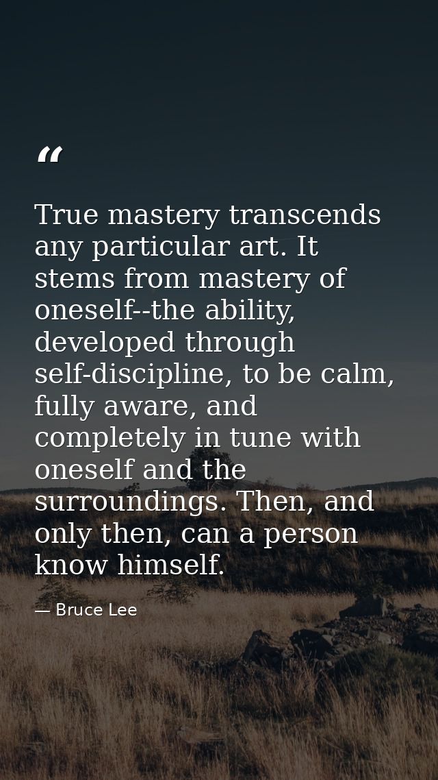 True mastery transcends any particular art. It stems from mastery of oneself--the ability, developed through self-discip — Bruce Lee