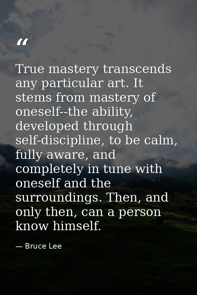 True mastery transcends any particular art. It stems from mastery of oneself--the ability, developed through self-discip — Bruce Lee