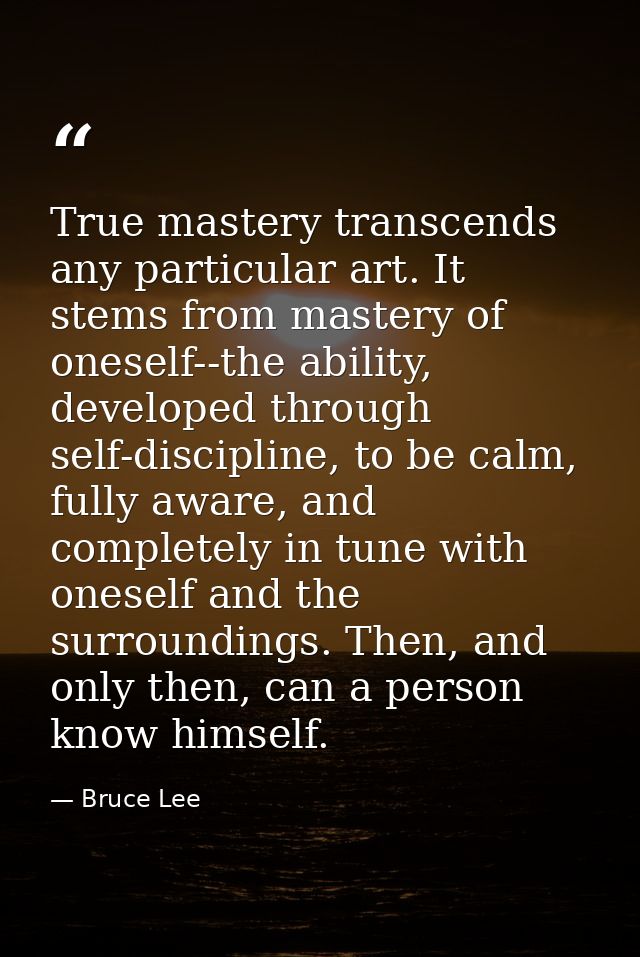 True mastery transcends any particular art. It stems from mastery of oneself--the ability, developed through self-discip — Bruce Lee
