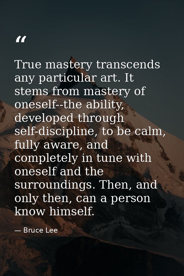 True mastery transcends any particular art. It stems from mastery of oneself--the ability, developed through self-discip — Bruce Lee