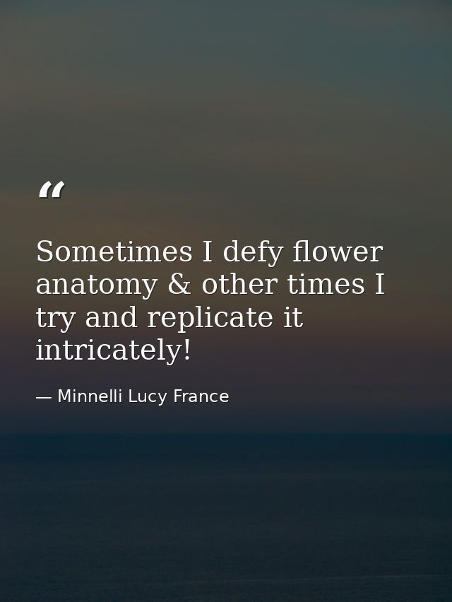 Sometimes I defy flower anatomy & other times I try and replicate it intricately! — Minnelli Lucy France